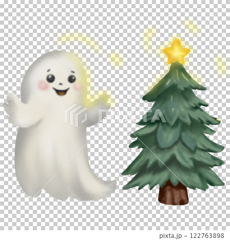 Cute ghost. and Christmas tree Cute ghost. and Christmas tree 122763898