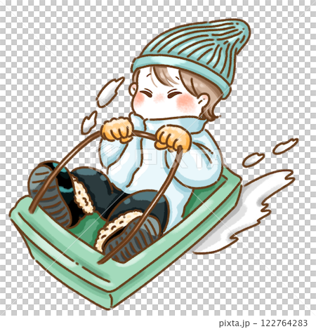 Boy playing sledding 122764283