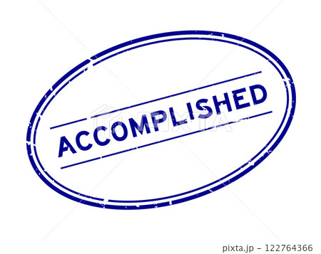 Grunge blue accomplished word oval rubber seal stamp on white background Grunge blue accomplished word oval rubber seal stamp on white background 122764366
