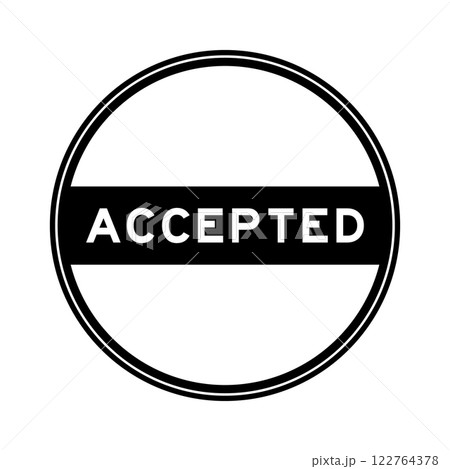 Black color round seal sticker in word accepted on white background Black color round seal sticker in word accepted on white background 122764378