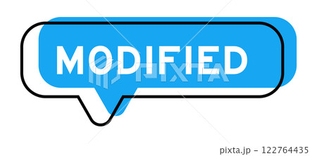 Speech banner and blue shade with word modified on white background 122764435