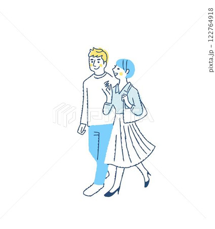 並んで歩いている若いカップル 並んで歩いている若いカップル 122764918