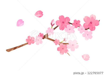 桜の枝水彩風イラスト 122765077