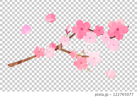 桜の枝水彩風イラスト 122765077