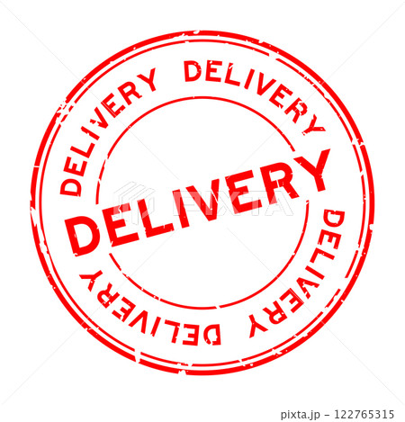 Grunge red delivery word round rubber seal stamp on white background Grunge red delivery word round rubber seal stamp on white background 122765315