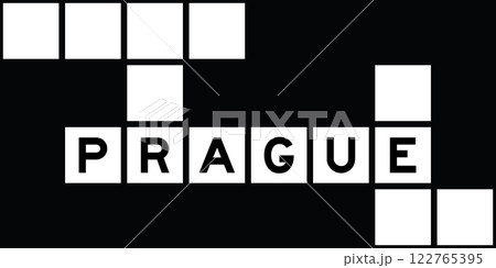 Alphabet letter in word prague on crossword puzzle background 122765395