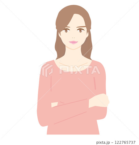 笑顔で腕を組む若い女性 122765737