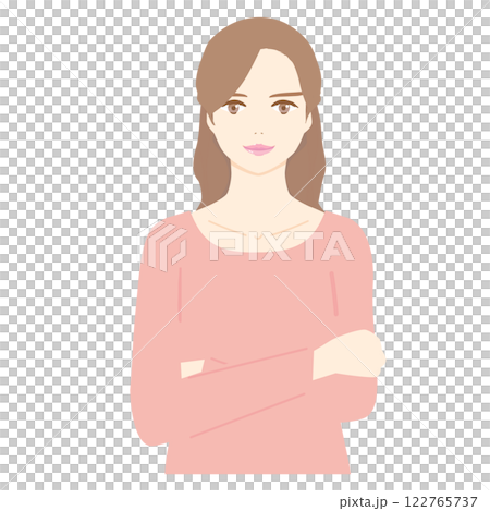 笑顔で腕を組む若い女性 122765737