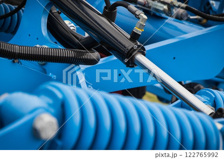 Piston or actuator and steel spring as part of pneumatic or hydraulic machine. Technology Piston or actuator and steel spring as part of pneumatic or hydraulic machine. Technology 122765992