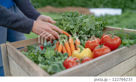 The beauty of natural farming in a golden-lit countryside setting 122766233