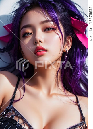 自撮りする若い女性　実況　生配信　インスタ映え　 [AI生成画像] 122766334