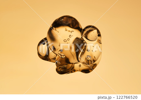 Tasty texture of cosmetic gel on a golden background. 122766520