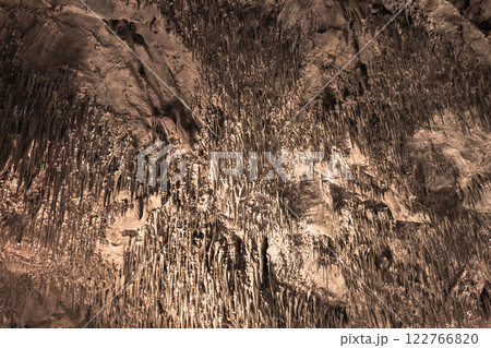Cave with stalactites and stalagmites. Natural photography 122766820