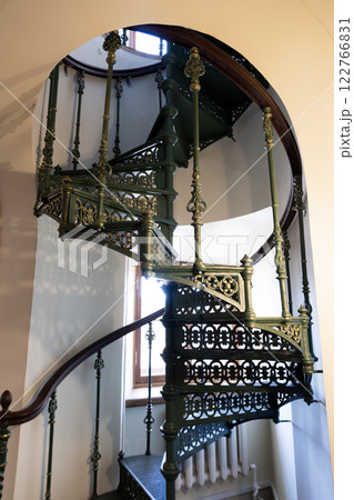 Spiral staircase made of cast iron, classic architecture 122766831