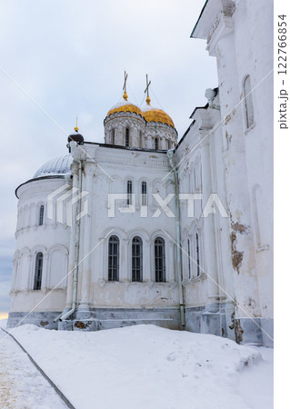 Exterior of Dormition Cathedral are under bright sky on a winter day Exterior of Dormition Cathedral are under bright sky on a winter day 122766854