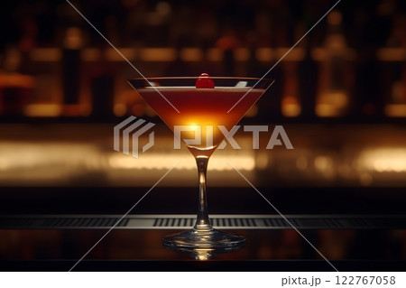 Cocktails are popular drinks at parties and bars, with different concoctions created to bring out their unique flavors and aromas. Some recipes are garnished with fruits, herbs to add visual appeal. 122767058