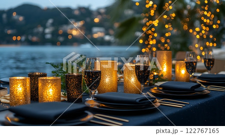 A luxury expensive dinner is something that many people desire because it shows their wealthy life and they can also take pictures to post on social media to show their friends about their happy life. 122767165