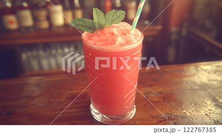 Cocktails are popular drinks at parties and bars, with different concoctions created to bring out their unique flavors and aromas. Some recipes are garnished with fruits, herbs to add visual appeal. 122767385