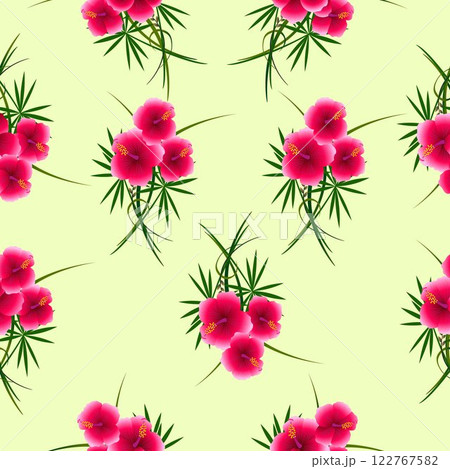 Seamless pattern of hibiscus flowers, on a yellow background. Seamless pattern of hibiscus flowers, on a yellow background. 122767582