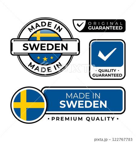 Badge bundle made in Sweden label icon emblem isolated on white background 122767783