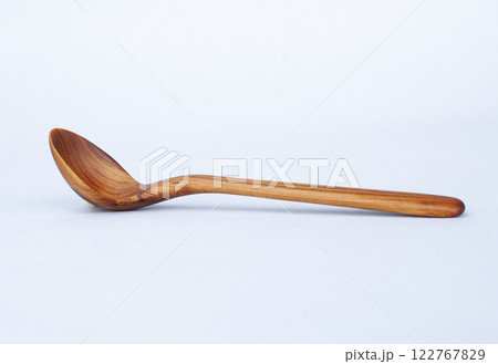Wooden kitchen utensils stacked view close up 122767829