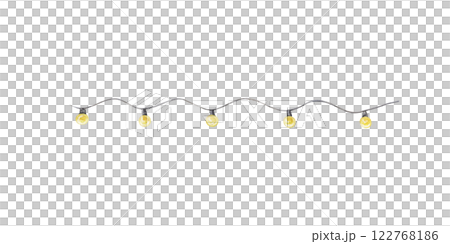 String lights with round yellow bulbs on a wavy wire String lights with round yellow bulbs on a wavy wire 122768186