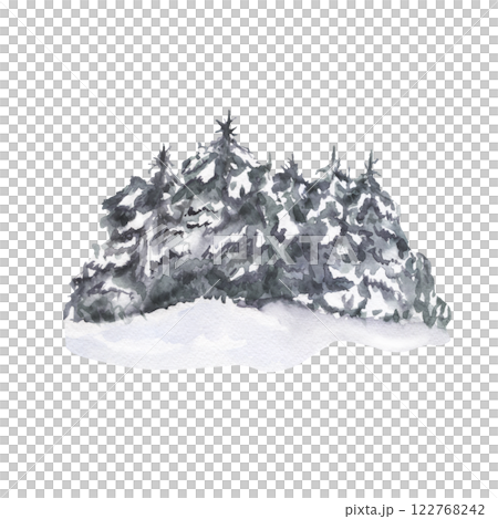 Snow-covered evergreen trees 122768242