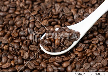 Decaffeinated coffee beans organic roasted background Decaffeinated coffee beans organic roasted background 122768304