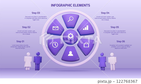 3D chart. Data analytic presentation. Circle graph with woman and man. Process steps. Pie segment diagram. Box wheel with people. Creative circular design. Vector business infochart 3D chart. Data analytic presentation. Circle graph with woman and man. Process steps. Pie segment diagram. Box wheel with people. Creative circular design. Vector business infochart 122768367