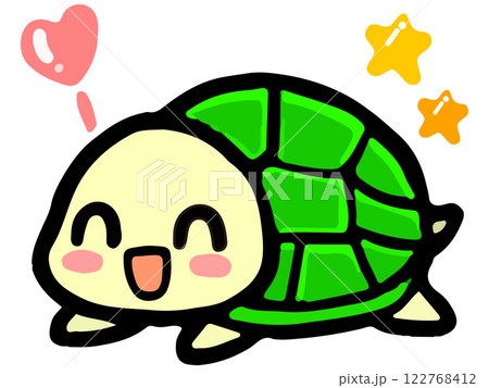 キュートなカメの落書き風イラスト素材2のイラスト素材 [122768412