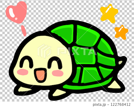 キュートなカメの落書き風イラスト素材2のイラスト素材 [122768412