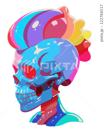 Bright glossy skull with mohawk. Vector isolated illustration 122768517