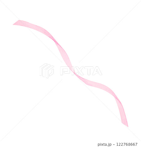 Beautiful flowing pink ribbon, painted in watercolor. A decorative and versatile design element for gift wrapping, wedding invitations, greeting cards, branding, digital scrapbooking, festie layouts 122768667