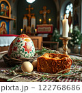 Traditional Easter Celebration in an Orthodox Church. Generated AI. 122768686