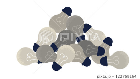 山積みの電球イラスト | 滞留感や課題を象徴するイメージデザイン 122769164