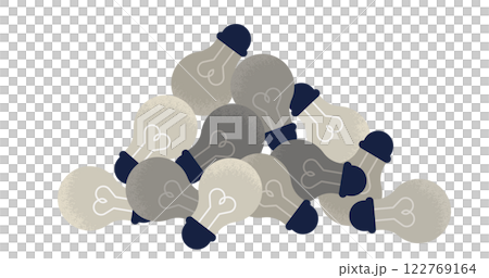 山積みの電球イラスト | 滞留感や課題を象徴するイメージデザイン 122769164