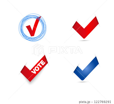 The red checkmark is a blue circle. Elections. 122769291