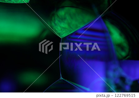 Purple and green fluid panels, fluid pattern, flat waves, smooth movement, one line, deep colours, one curved line, minimalistic surface background, beautiful science  122769515