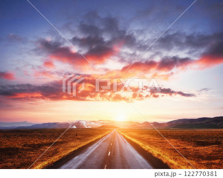 Scenic sunset in Iceland. Fascinating beauty of the world. Scenic sunset in Iceland. Fascinating beauty of the world. 122770381