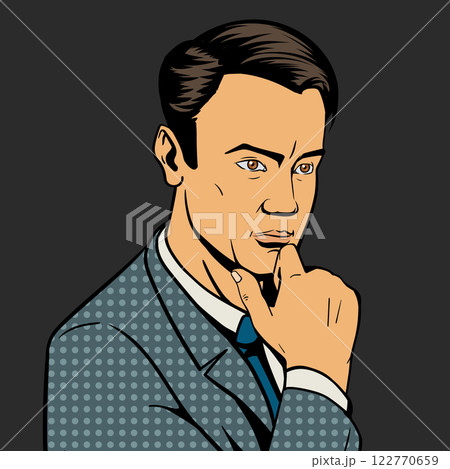 Man thinking hard pop art style vector Man thinking hard pop art style vector 122770659