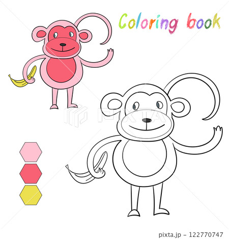 Coloring book monkey kids layout for game 122770747