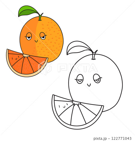 Educational game coloring book orange fruit vector Educational game coloring book orange fruit vector 122771043