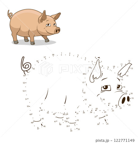Connect the dots game pig vector illustration Connect the dots game pig vector illustration 122771149
