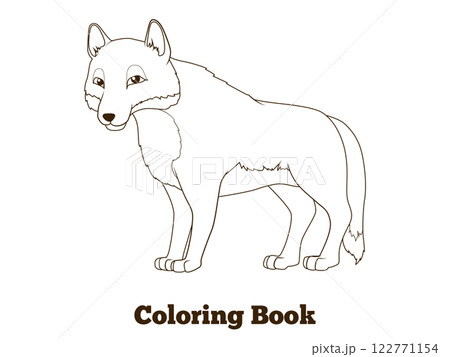 Coloring book forest animal wolf cartoon Coloring book forest animal wolf cartoon 122771154