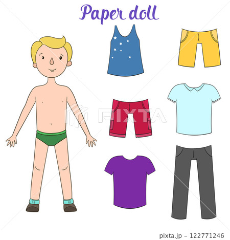 Paper doll boy and clothes vector illustration 122771246