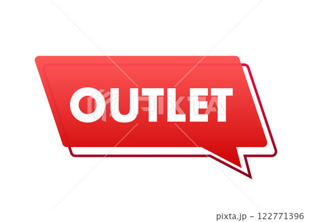 Red outlet speech bubble promoting sales and discounts 122771396
