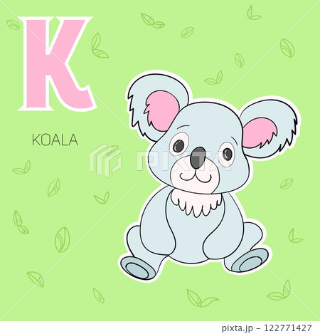 Alphabet letter K koala children vector 122771427