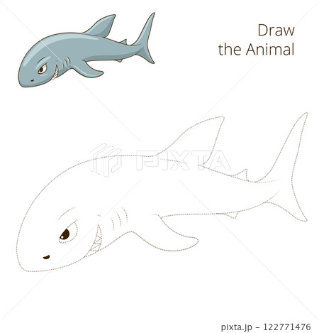 Draw the fish animal shark educational game 122771476