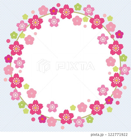 桜の花 フレーム ホワイトスペース 市松模様 桜の花 フレーム ホワイトスペース 市松模様 122771922