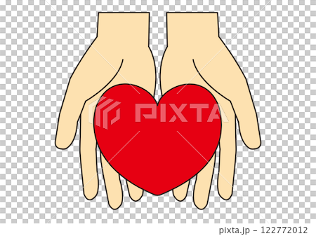 手のひらに乗せたハートのイラスト_主線あり_2 122772012